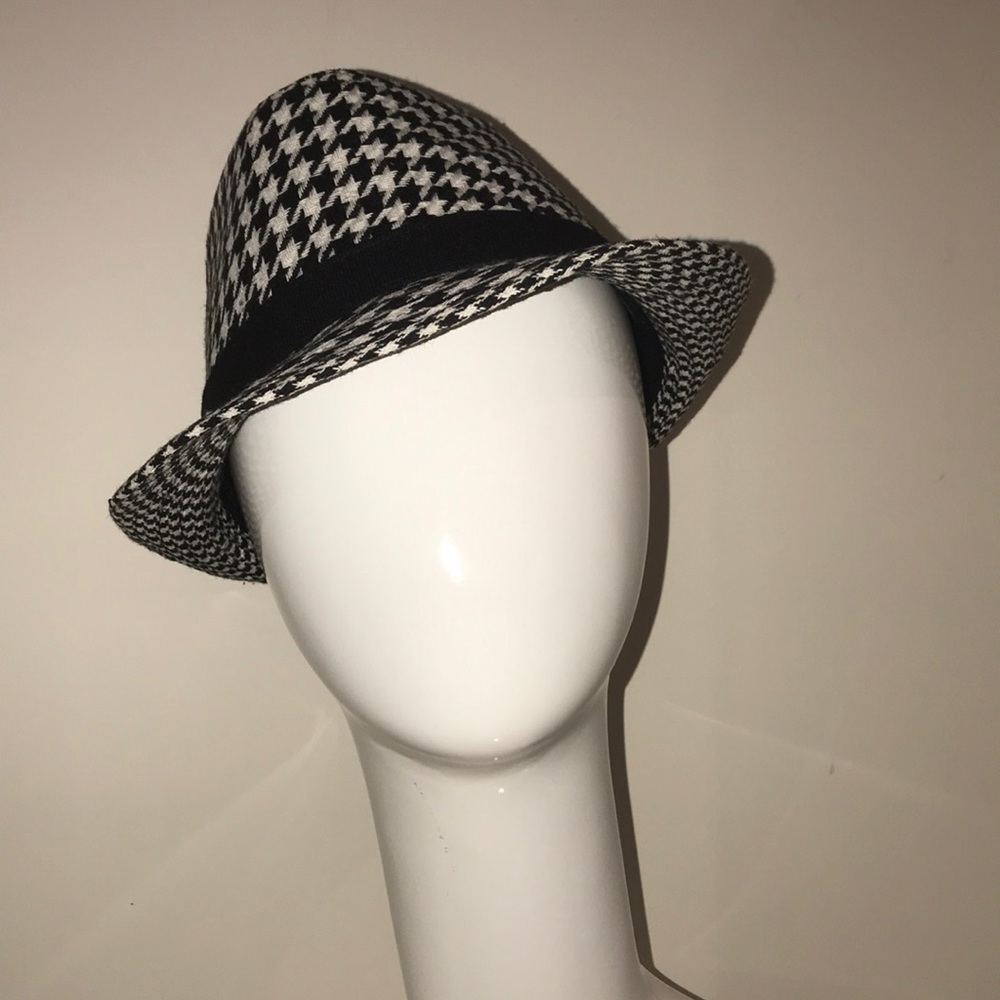 UNISEX Houndstooth Print Fedora Hat w/ Band